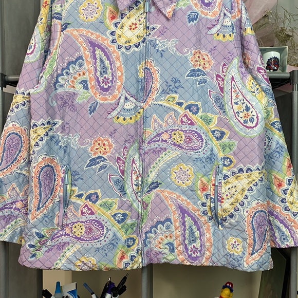 VTG Purple Paisleys Art AOP Silk Jacket - Picture 4 of 9